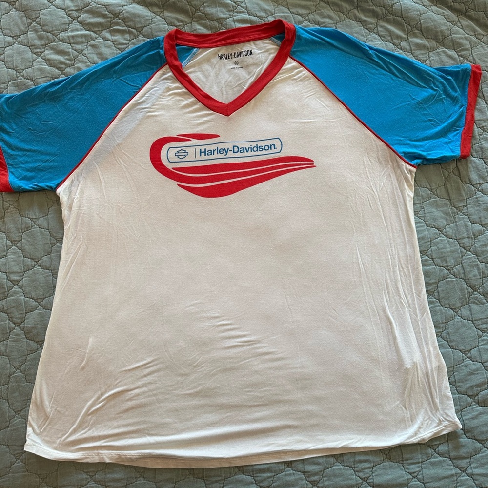 Harley-Davidson Red and Blue Logo Shirt